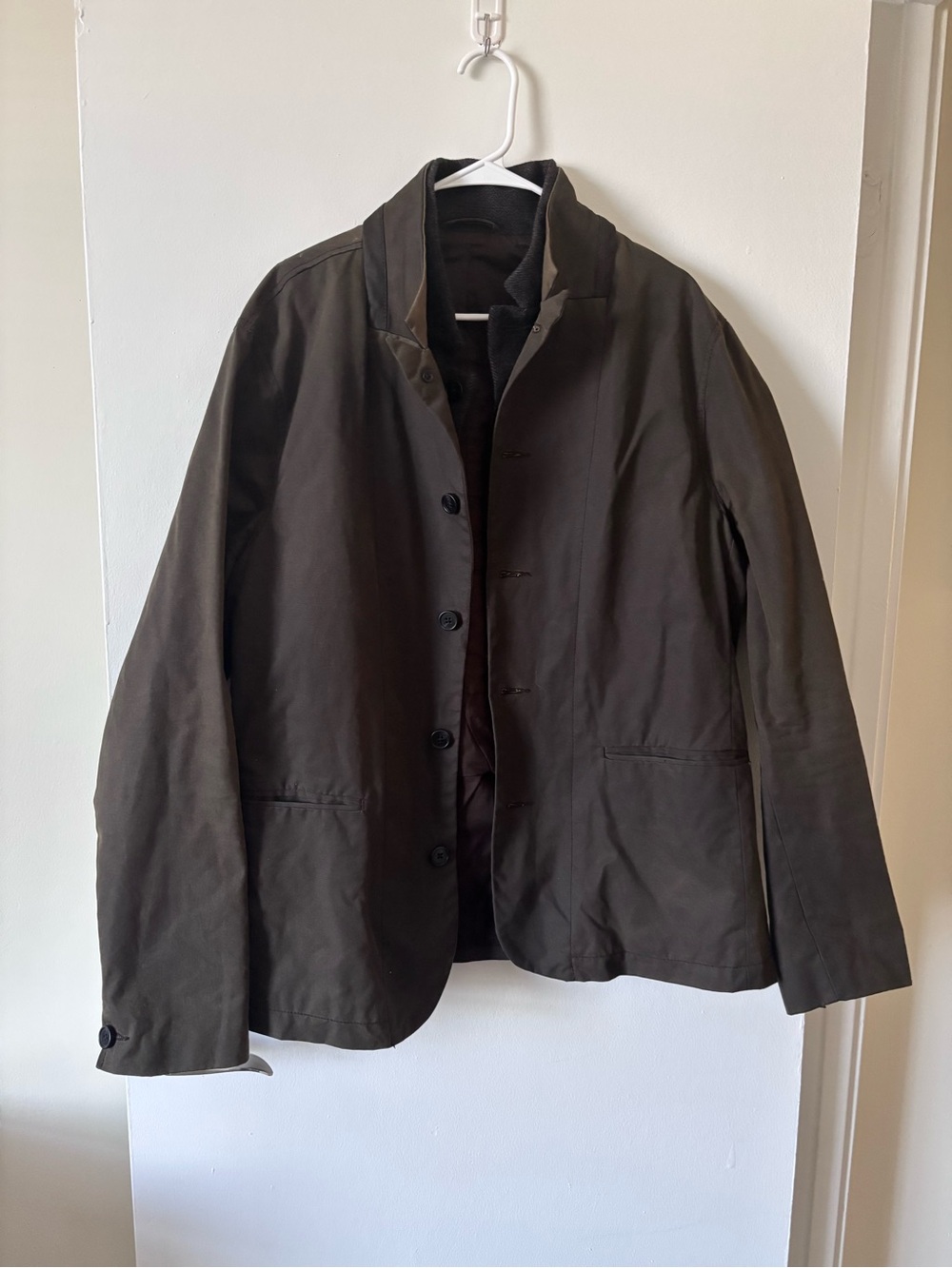 AllSaints Olive Brown Lightweight Button-Front Jacket